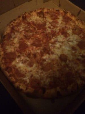 12 cut large pizza! About $12 . Not the best photo quality so my apologies!