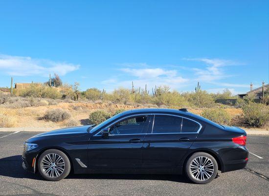 Our BMW 530i that we use to pick up valued clients. We always make sure that it's super immaculately clean because we really care about you.