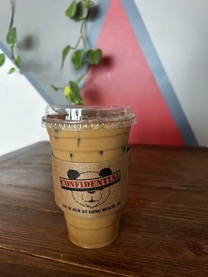 Large (20oz) iced cajeta latte!