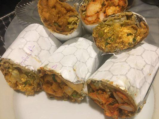 Kati Rolls (chicken Tikka, chickpeas, paneer)