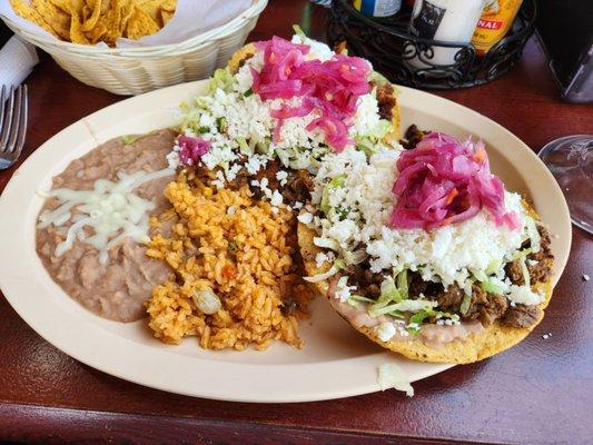 Tostada lunch special includes a can of pop