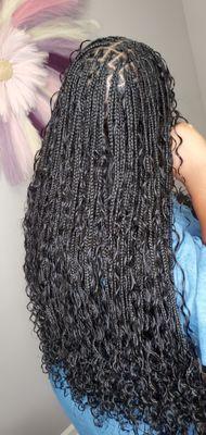 Waist lenght boho knotless braids