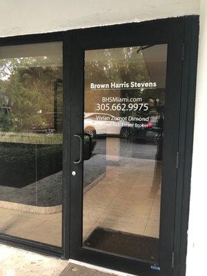 Door Entrance to the Brown Harris Stevens South Miami offices located in Miami, Florida.