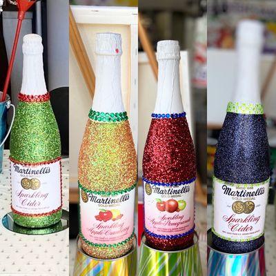 Bedazzled Apple cider bottles included and party packets