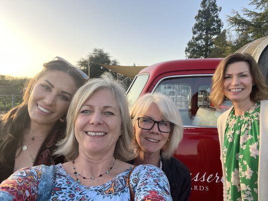 Michele, Kendal, Caity and I at a wine tasting at Benessaire vineyards