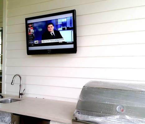 TV install for an outdoor kitchen