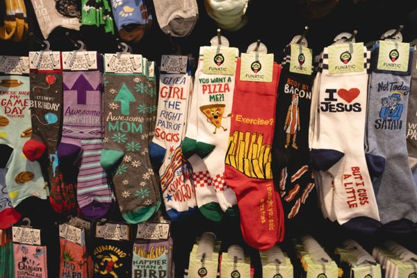 Him, her, snacks, food, Jesus and more -- at This Socks! at Navy Pier you'll find socks for just about every occasion!