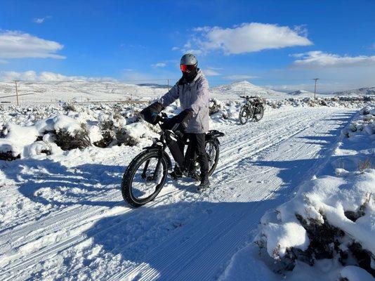 Riding machine groomed Round Valley trail system