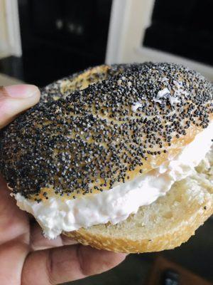 Poppy seed toasted with Lox Smear