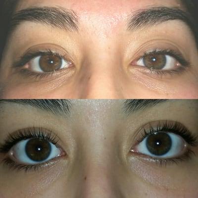 Lash lift before and after