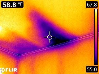 Thermal imaging of roof leak.