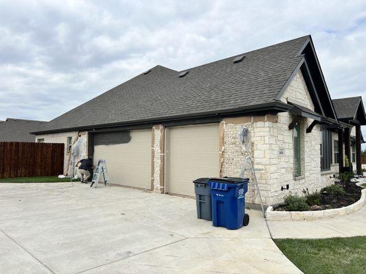 Side view of garage and soffits.