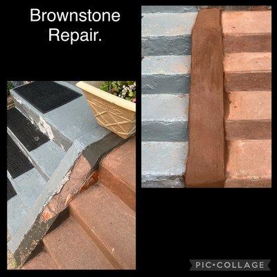 Small brownstone repair on front steps.