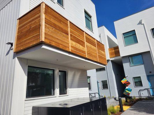 Horizontal wood style balcony