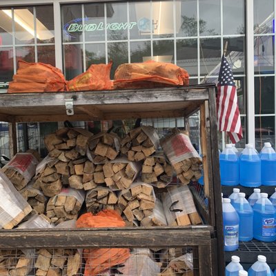 Fire wood, snacks, beer, food, dawgs, tools, water, car maintenance, lottery