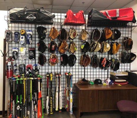 Baseball/Softball Gloves, Bats and Bags