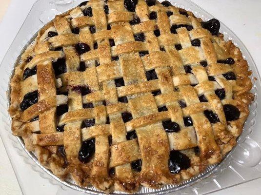 Freshly baked blueberry pie!