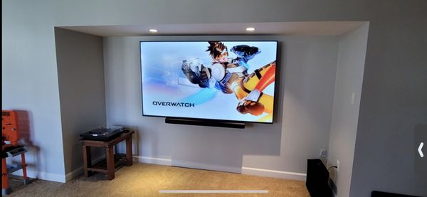 85" on Articulating mount with Sonos Arc and Sinus Arc Mount and Sonos Sub