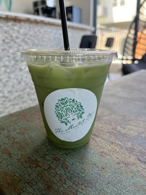 Iced matcha with oat milk and vanilla