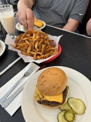 Cheeseburger and fries