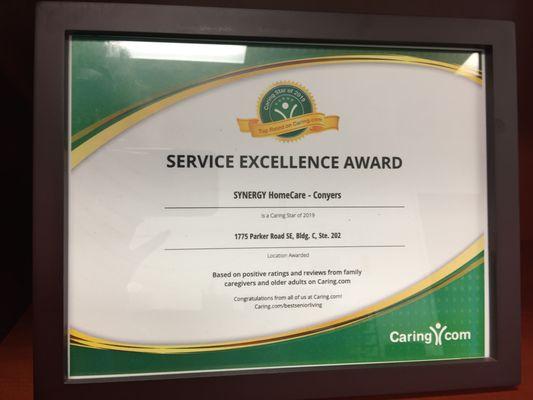 2019 Service Excellence Award.