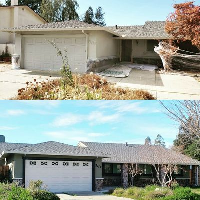 Exterior house before and after. 
Livermore, CA