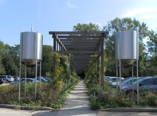 Empire Towers by R M Fischer (1985) in front of Five Decades by Michael Partington (2009)