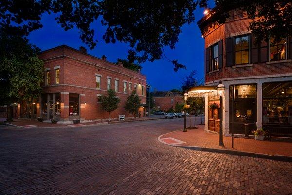 Twilight in German Village. Our office is across from the iconic Lindey's Restaurant!