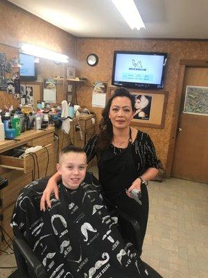 He loves to get haircuts . Wallie will make the haircut fun for all ages