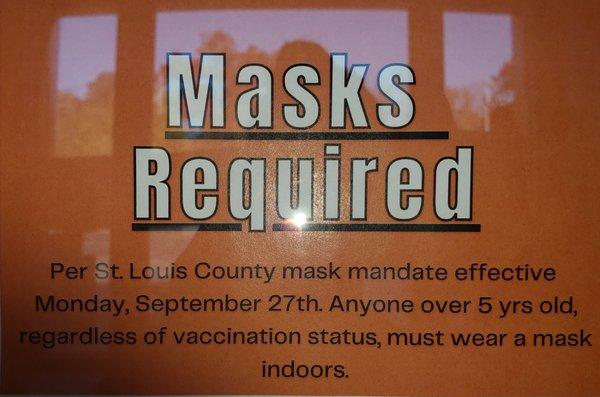 Masks are required. Thank you.