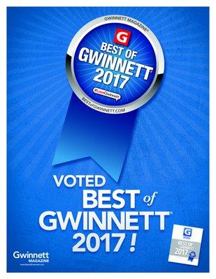 Thank you for voting us the Best in Gwinnett 2017