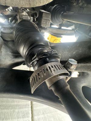 Damaged tie rod boot