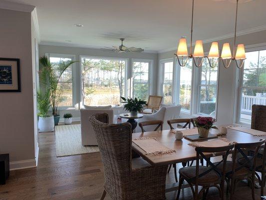 Ceiling fan and light over the table were a perfect fit!