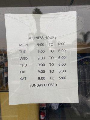 VIP Business Hours as of October 2022