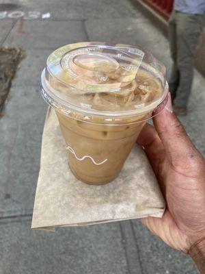 Iced honey lavender latte and a classic cookie to go