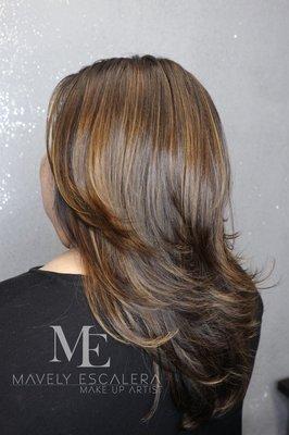 Layers haircut with subtle balayage.