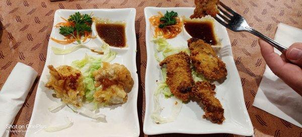 Appetizers.. Soft crab shell  and Fried Oysters