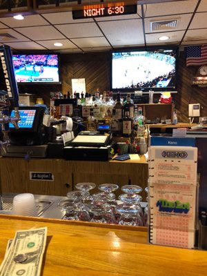 Bar with 3 large TVs