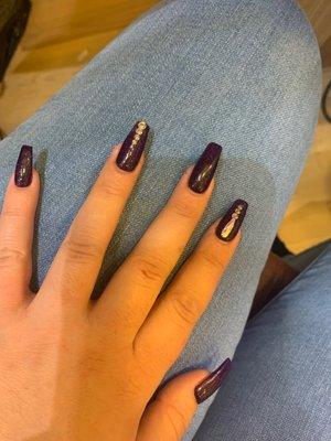 Purple & jeweled design nails