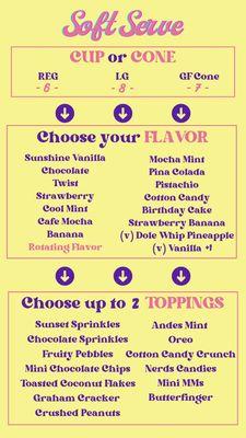 Soft Serve Menu