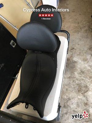 Motorcycle seat reupholstered! Great job and great customer service! VERY HAPPY CUSTOMER!