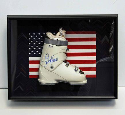 signed Olympic ski boot