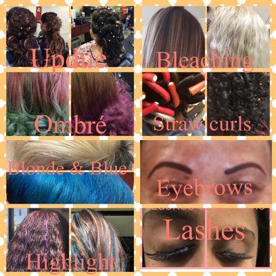 Updue, bleaching, ombré,curl,color, highlight,eyebrows, and lashes