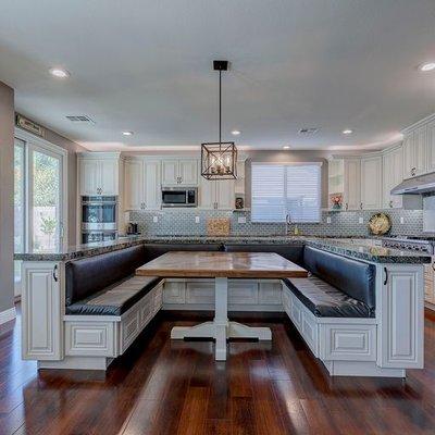 Beautiful custom nook added additional charm to this already amazing kitchen!