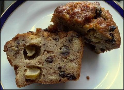 Tropical Bread Pudding has the classical bread pudding taste in the shape of a muffin. Moist, delicious.