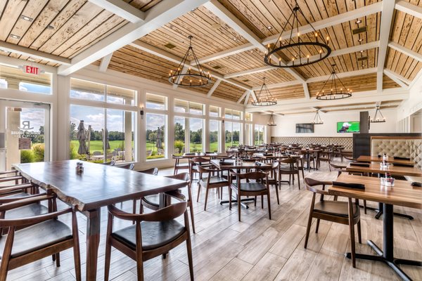 The dining room overlooks the greens at Forest Ridge Golf Club.