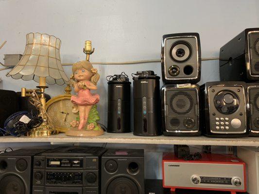 Speakers, boom boxes, and a lamp that will give you nightmares