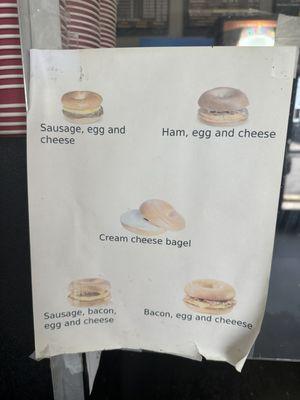 Bagel Breakfast menu