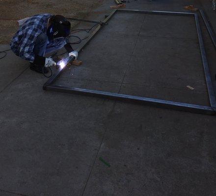 welding a frame for fence gates