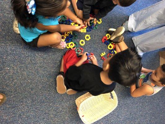 Morning play during drop off time in classroom D.